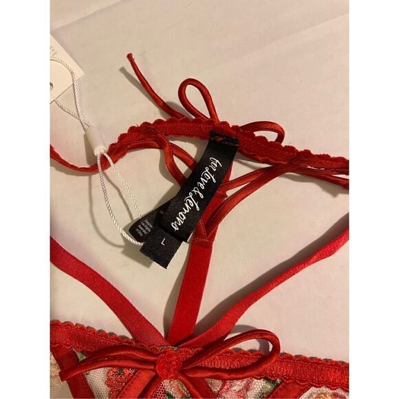 Victoria’s Secret For Love & Lemons Roses Lace Lattice GARTER BELT & Thongs NWT - Picture 13 of 14